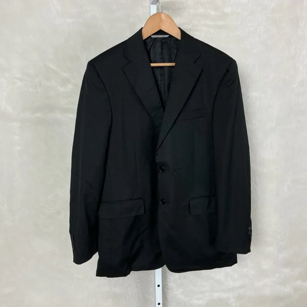 Canali Black Wool 2 Button Blazer Jacket IT 50 R Drop 7 US 40 R